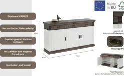 OTTO home Sideboard »Vinales, kommode 3 Schubläden, 3 Türen, 2 Einlegeböden« B/T/H: 155/39/83 cm,Messinggriffe im Jugendstil, Zierleiste und eleganter Sockel