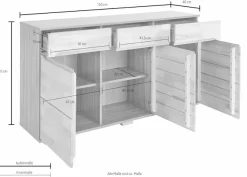 OTTO home Sideboard »VKB10: teilmassiv korpus Kernbuche, 6Fächer geschlossen, Stauraum« B/T/H:150/40/85cm, 3verstellbare boden, 3 Schubladen, Fronten massiv