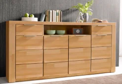 OTTO home Sideboard »Zara 2 Schubkästen, 7 Fächer« B/T/H: 200cm/40cm/95cm, Metallgriffe, Kernbuche