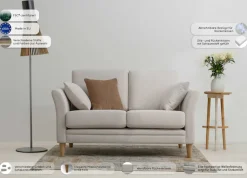 OTTO home 2-Sitzer »Arellano, Breite 155 cm« klassisches Design, 2 Zierkissen inklusive, Webstoff fein