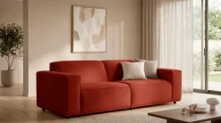 OTTO home 3-Sitzer »Avelin, 228 cm, Chenille, Struktur-Boucle« mit Wellenunterfederung, Kedernaht, bodentief, Skandi-Design