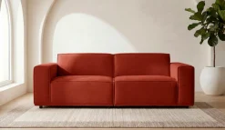 OTTO home 3-Sitzer »Avelin, 228 cm, Chenille, Struktur-Boucle« mit Wellenunterfederung, Kedernaht, bodentief, Skandi-Design