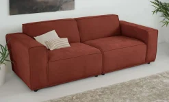 OTTO home 3-Sitzer »Avelin, 228 cm, Chenille, Struktur-Boucle« mit Wellenunterfederung, Kedernaht, bodentief, Skandi-Design