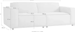 OTTO home 3-Sitzer »Avelin, 228 cm, Chenille, Struktur-Boucle« mit Wellenunterfederung, Kedernaht, bodentief, Skandi-Design