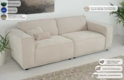 OTTO home 3-Sitzer »Avelin, 228 cm, Chenille, Struktur-Boucle« mit Wellenunterfederung, Kedernaht, bodentief, Skandi-Design