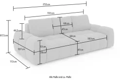 OTTO home 3-Sitzer »AZITA optionale Schlafsofa mit Bettkasten, Breite 253cm« Sofa mit Wellenunterfederung, Bubble-Optik, Verlässliche Qualität