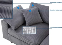 OTTO home 4-Sitzer »Berny, individuell stellbar, Modul-Sofa« inklusive 2 großen & 2 kleinen Zierkissen im flauschigen Cord