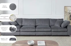 OTTO home 4-Sitzer »Berny, individuell stellbar, Modul-Sofa« inklusive 2 großen & 2 kleinen Zierkissen im flauschigen Cord