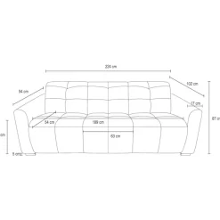 OTTO home 3-Sitzer »CAARLA Webstoff, Sofa, 224 cm, man. o. elektr. Relaxfunktion (USB)« mit USB-A und USB-C bei elektrischer Ausführung, Kopfteilverstellung