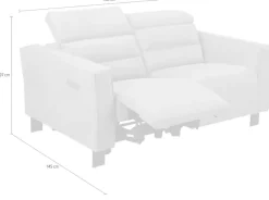 OTTO home 2-Sitzer »Carpari Lederoptik, 162 cm, man./elektr. Relaxfunktion« (USB A/C), sowie Kopfteilverstellung