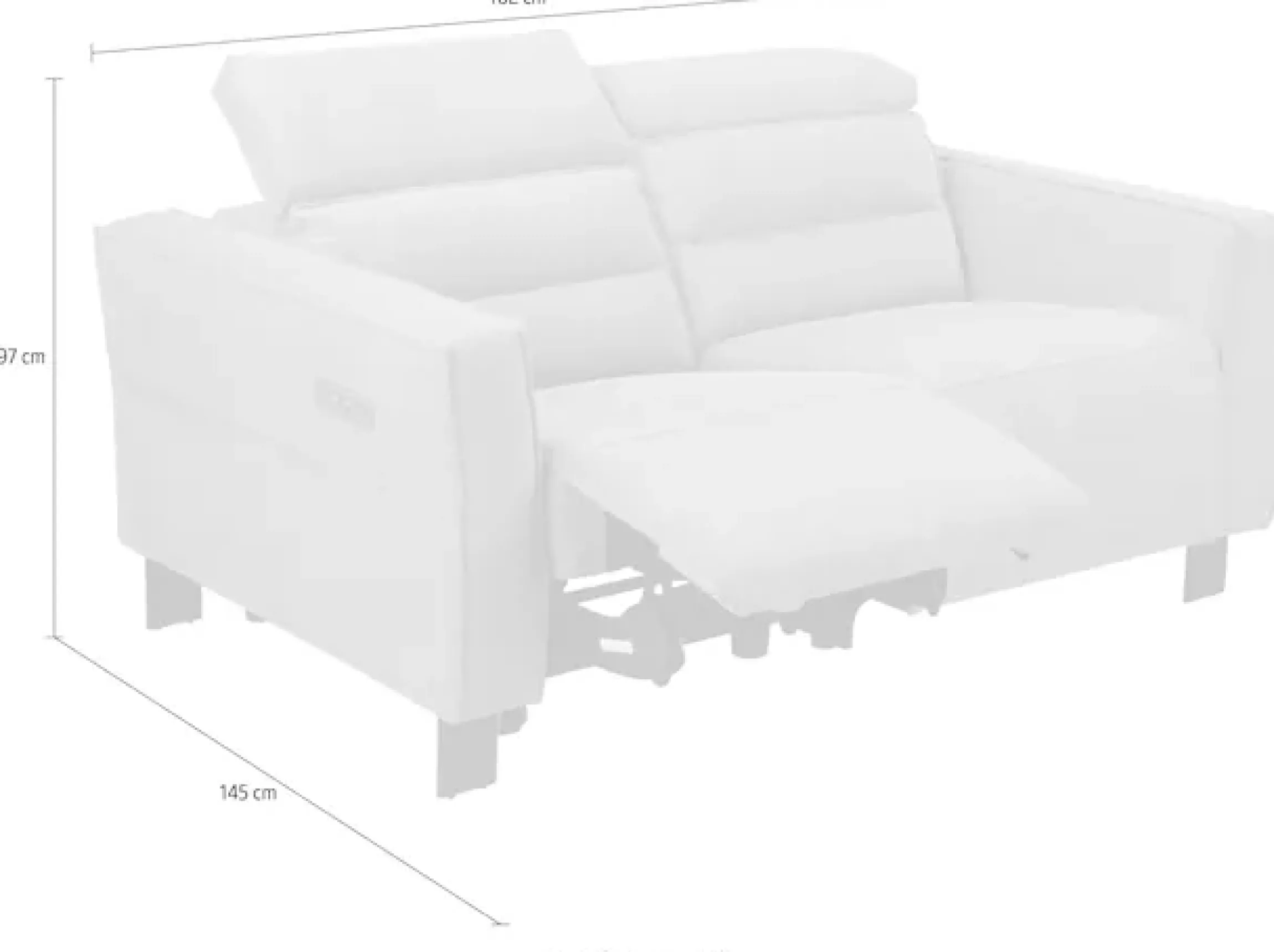 OTTO home 2-Sitzer »Carpari Naturleder, 162 cm, man./elektr. Relaxfunktion« (USB A/C), sowie Kopfteilverstellung