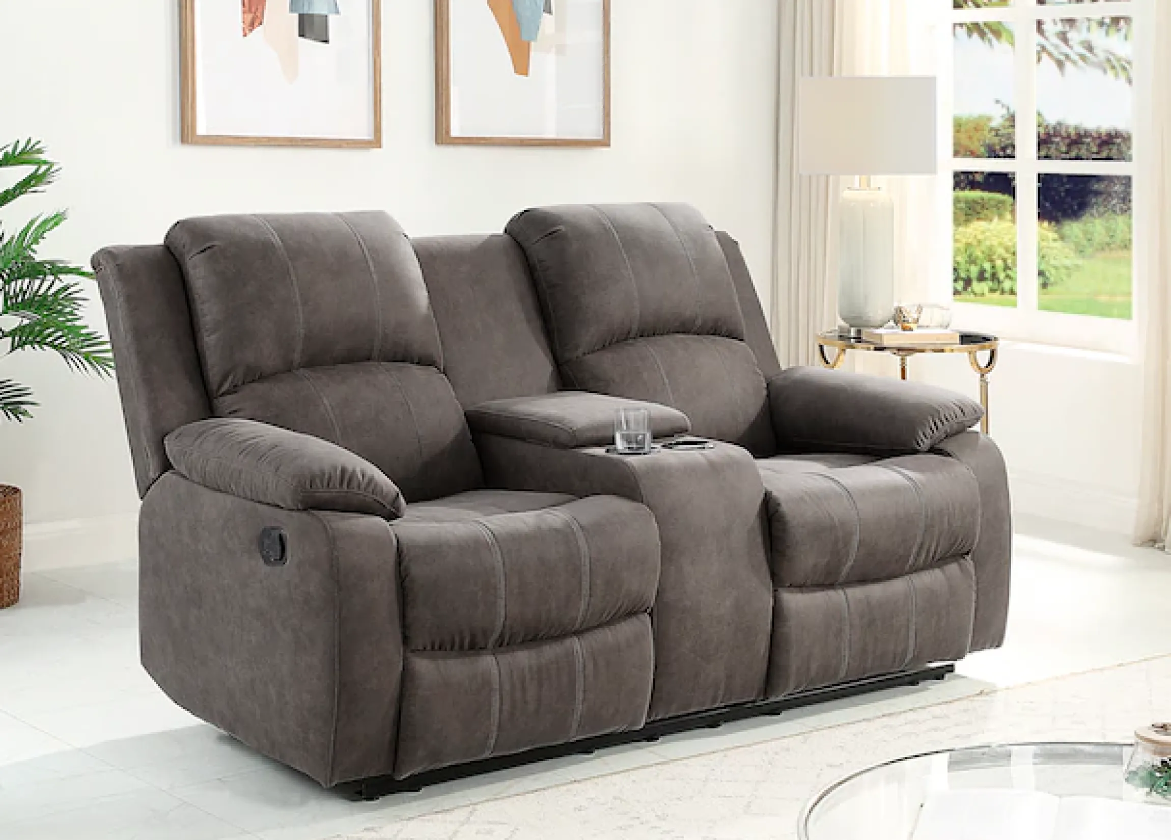 OTTO home 2-Sitzer »Cicero, Lederoptik, Kinosofa, man. Relaxfunktion, TV-Sessel, B: 173cm« 2 Getränkehalter und Staufach, Federkern, extra bequem
