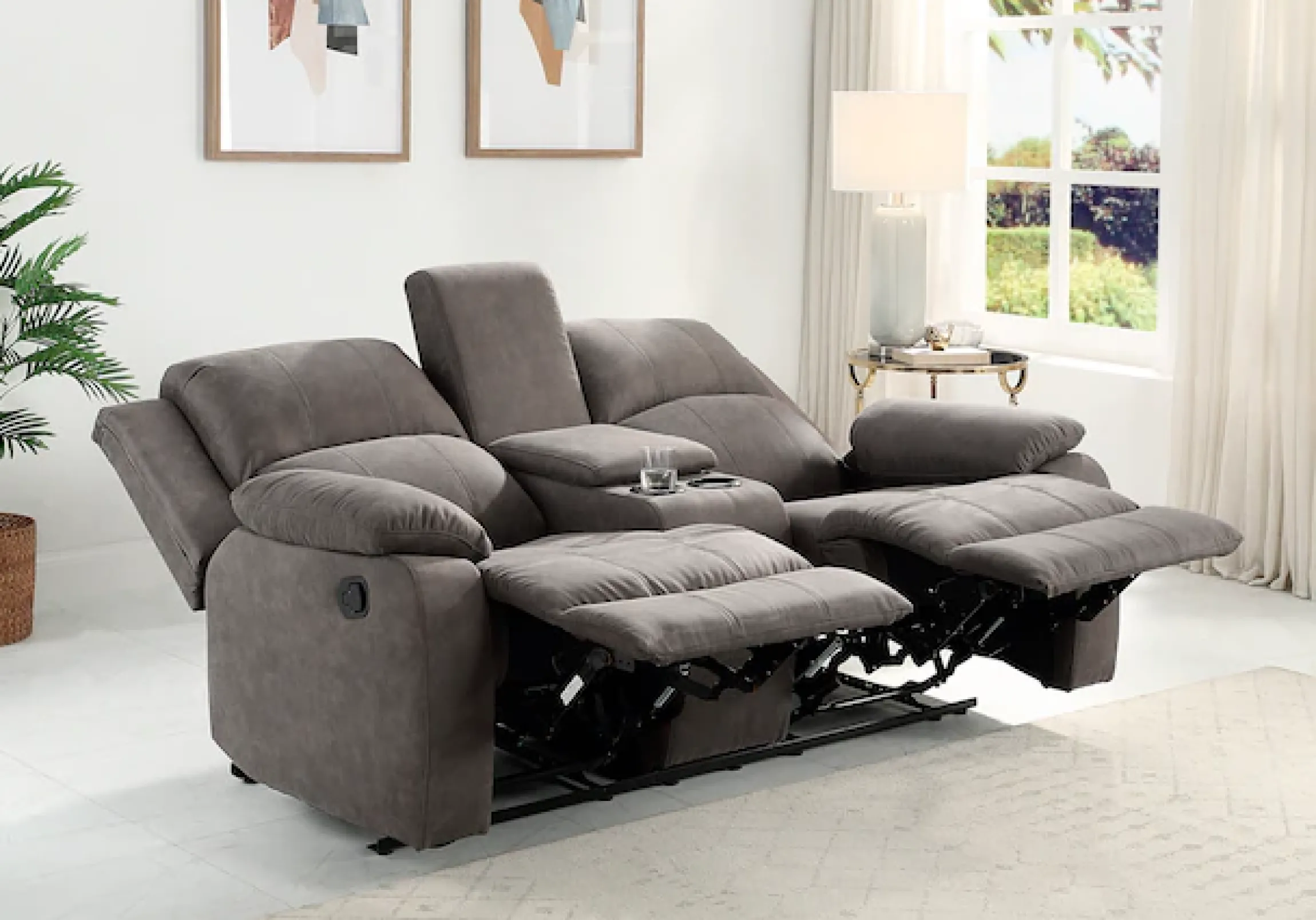 OTTO home 2-Sitzer »Cicero, Lederoptik, Kinosofa, man. Relaxfunktion, TV-Sessel, B: 173cm« 2 Getränkehalter und Staufach, Federkern, extra bequem