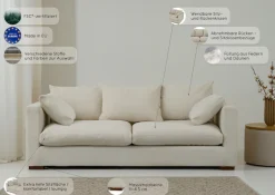 OTTO home 2,5-Sitzer »Comfy« extra weich und kuschelig, Füllung mit Federn und Daunen