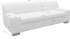 OTTO home 3-Sitzer »Faxxe 212 x 85 cm, auch mit Schlaffunktion« aus pflegeleichtem, weichem Bezugsstoff