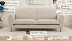 OTTO home 3-Sitzer »Finnian« 212 cm, Chenille, elegante Massivholzfüße