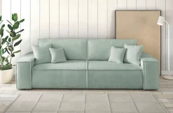 OTTO home 3-Sitzer »FINNLEY Bouclé, Schlafsofa 257 cm - OTTO. Verlässliche Qualität.« mit Bettkasten, in Bouclé, Struktur fein und Mega Cord