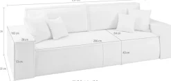OTTO home 3-Sitzer »FINNLEY Bouclé, Schlafsofa 257 cm - OTTO. Verlässliche Qualität.« mit Bettkasten, in Bouclé, Struktur fein und Mega Cord
