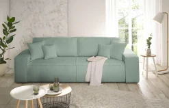 OTTO home 3-Sitzer »FINNLEY Bouclé, Schlafsofa 257 cm - OTTO. Verlässliche Qualität.« mit Bettkasten, in Bouclé, Struktur fein und Mega Cord