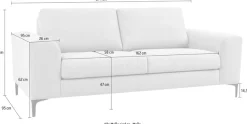 OTTO home 2,5-Sitzer »Henry, Kompaktsofa, Breite 214 cm« mit Metallbeinen, Wellenunterfederung, wasserabweisender Stoff