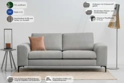 OTTO home 2,5-Sitzer »Henry, Kompaktsofa, Breite 214 cm« mit Metallbeinen, Wellenunterfederung, wasserabweisender Stoff