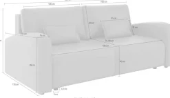 OTTO home 3-Sitzer »JIGGS wahlweise Schlafsofa mit Bettkasten, Maße B/H/T: 228/96/110 cm« Sofa mit Wellenunterfederung, enthält 2 Rückenkissen und 2 Zierkissen