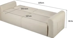 OTTO home 3-Sitzer »JONAA Schlafsofa 225 cm« Liegefläche 105/187 cm, softer Cord-Bezug
