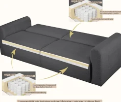 OTTO home 3-Sitzer »JONAA Schlafsofa 225 cm« Liegefläche 105/187 cm, softer Cord-Bezug
