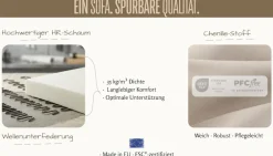 OTTO home 2-Sitzer »Jorrena, extra weicher Chenille-Stoff« Kompaktsofa, 3 Komfortstufen, Breite 226 cm, mit Wellenunterfederung