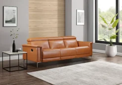 OTTO home 3-Sitzer »LUND,Lederoptik, 222 cm, man. o. elektr. Relaxfunktion in 2 Sitzen« (links/rechts), USB-A bei elektrischer Ausführung, Kopfteilverstellung