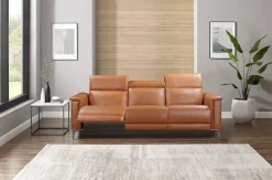 OTTO home 3-Sitzer »LUND,Lederoptik, 222 cm, man. o. elektr. Relaxfunktion in 2 Sitzen« (links/rechts), USB-A bei elektrischer Ausführung, Kopfteilverstellung
