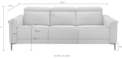 OTTO home 3-Sitzer »LUND,Lederoptik, 222 cm, man. o. elektr. Relaxfunktion in 2 Sitzen« (links/rechts), USB-A bei elektrischer Ausführung, Kopfteilverstellung
