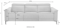 OTTO home 3-Sitzer »LUND,Naturleder, 222 cm, man. o. elektr. Relaxfunktion in 2 Sitzen« (links/rechts), USB-A bei elektrischer Ausführung, Kopfteilverstellung