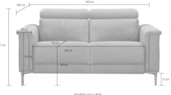 OTTO home 2-Sitzer »LUND,Naturleder, 160 cm, mit Relaxfunktion und Kopfteilverstellung« manuell od. elektrisch (m.USB-A), Federkern und Kopfteilverstellung