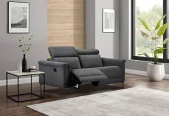 OTTO home 2-Sitzer »LUND,Struktur-Bezug, 160 cm, mit Relaxfunktion und Kopfteilverstellung« manuell od. elektrisch (m.USB-A), Federkern und Kopfteilverstellung