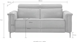 OTTO home 2-Sitzer »LUND,Struktur-Bezug, 160 cm, mit Relaxfunktion und Kopfteilverstellung« manuell od. elektrisch (m.USB-A), Federkern und Kopfteilverstellung