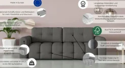 OTTO home 3-Sitzer »Manilla, wahlweise mit Bettfunktion, B/T/H 265/117/91 cm« mit Wellenunterfederung, in verschiedenen Materialien und Farben