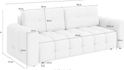OTTO home 3-Sitzer »Manilla, wahlweise mit Bettfunktion, B/T/H 265/117/91 cm« mit Wellenunterfederung, in verschiedenen Materialien und Farben