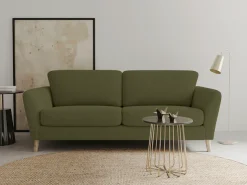 OTTO home 3-Sitzer »MARSEILLE 3er Sofa 206 cm, Cord, Flachgewebe, Struktur, Webstoff« Massivholzbeine Eiche, Landhausstil, Wellenunterfederung