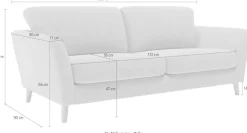 OTTO home 3-Sitzer »MARSEILLE 3er Sofa 206 cm, Cord, Flachgewebe, Struktur, Webstoff« Massivholzbeine Eiche, Landhausstil, Wellenunterfederung