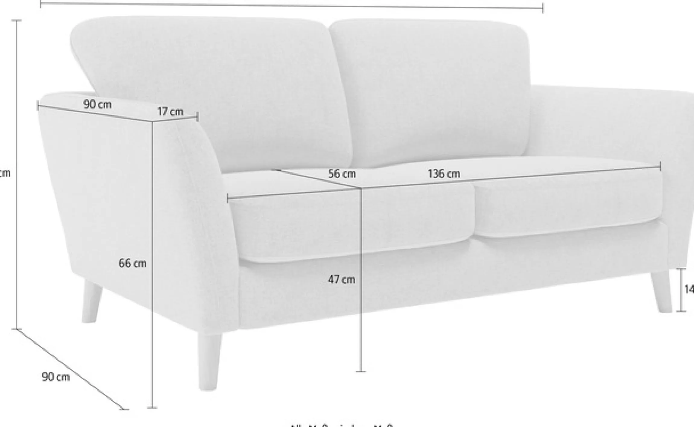 OTTO home 2-Sitzer »MARSEILLE Kompaktsofa 170 cm, Cord, Flachgewebe, Struktur, Webstoff« Massivholzbeine Eiche, Landhausstil, Wellenunterfederung