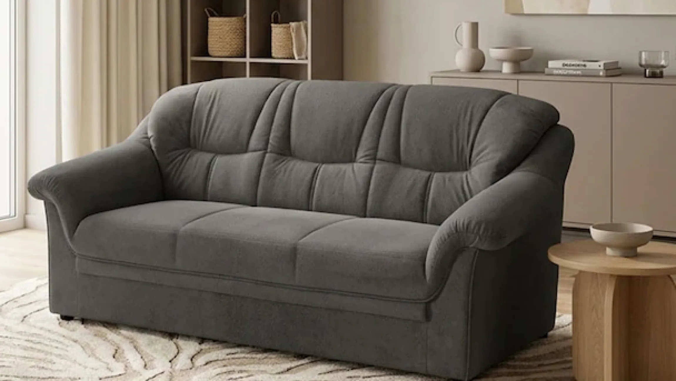 OTTO home 3-Sitzer »Nyborrg 184 cm breit, pflegeleicht, formschön, stabil« aus pflegeleichtem, weichem Luxus-Microfaser