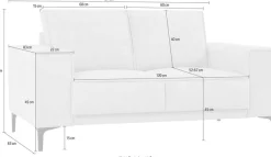 OTTO home 2-Sitzer »OLAND Bouclé, Sofa, B: 164 cm, Skandi-Design« 164 cm, Wellenunterfederung, Skandi-Design, Metallfüße