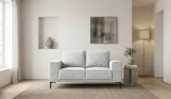 OTTO home 3-Sitzer »OLAND Bouclé, Sofa, B: 224 cm, Skandi-Design« 164 cm, Wellenunterfederung, Skandi-Design, Metallfüße