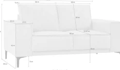 OTTO home 3-Sitzer »OLAND Bouclé, Sofa, B: 224 cm, Skandi-Design« 164 cm, Wellenunterfederung, Skandi-Design, Metallfüße