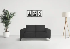 OTTO home 2-Sitzer »OLAND Flachgewebe, Sofa, B: 164 cm, Skandi-Design« 164 cm, Wellenunterfederung, Skandi-Design, Metallfüße