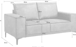 OTTO home 2-Sitzer »OLAND Luxus-Microfaser, Sofa, B: 164 cm, Skandi-Design« 164 cm, Wellenunterfederung, Skandi-Design, Metallfüße