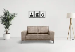 OTTO home 2-Sitzer »OLAND Luxus-Microfaser, Sofa, B: 164 cm, Skandi-Design« 164 cm, Wellenunterfederung, Skandi-Design, Metallfüße