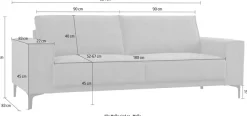 OTTO home 3-Sitzer »OLAND Struktur fein, Sofa, B: 224 cm, Skandi-Design« Struktur, Flachgewebe, Luxus-Microfaser, Boucle
