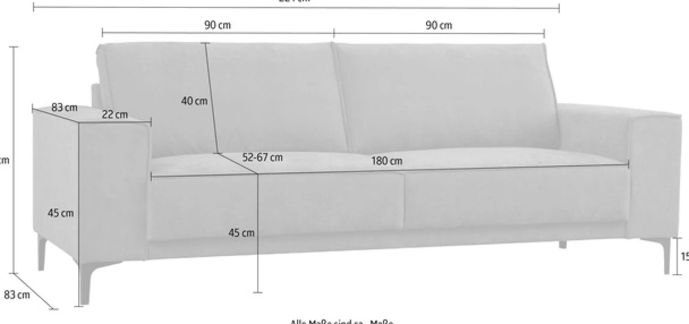 OTTO home 3-Sitzer »OLAND Struktur fein, Sofa, B: 224 cm, Skandi-Design« Struktur, Flachgewebe, Luxus-Microfaser, Boucle